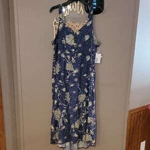 Sonoma Blue and Cream Floral Midi Dress